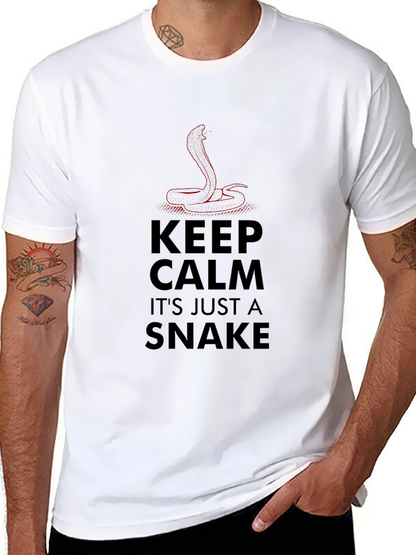 Keep Calm Snake Graphic Tee - Mens Black T-Shirt