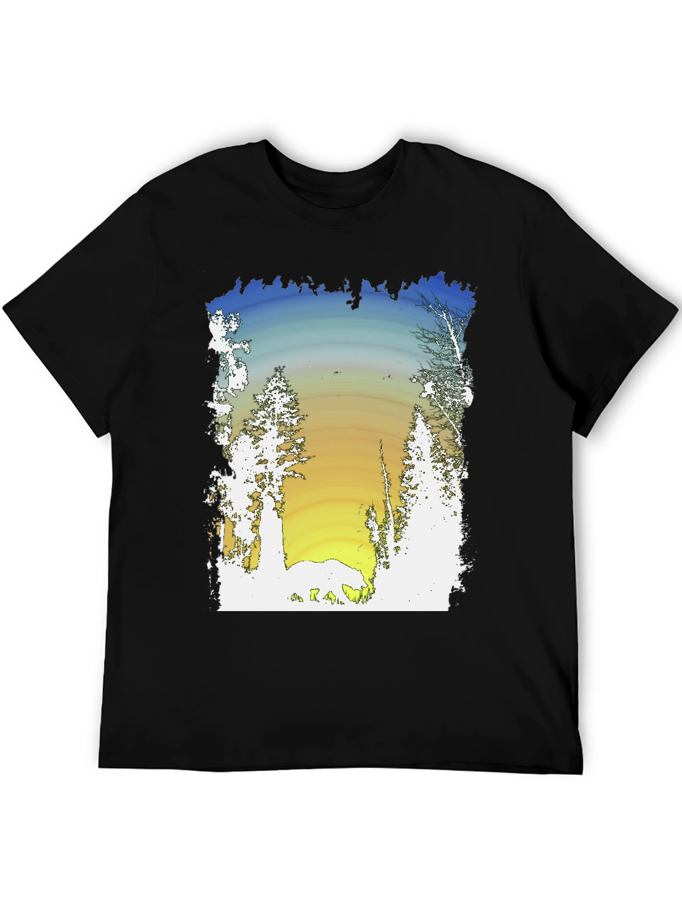 Nature Scene Graphic Black T-Shirt
