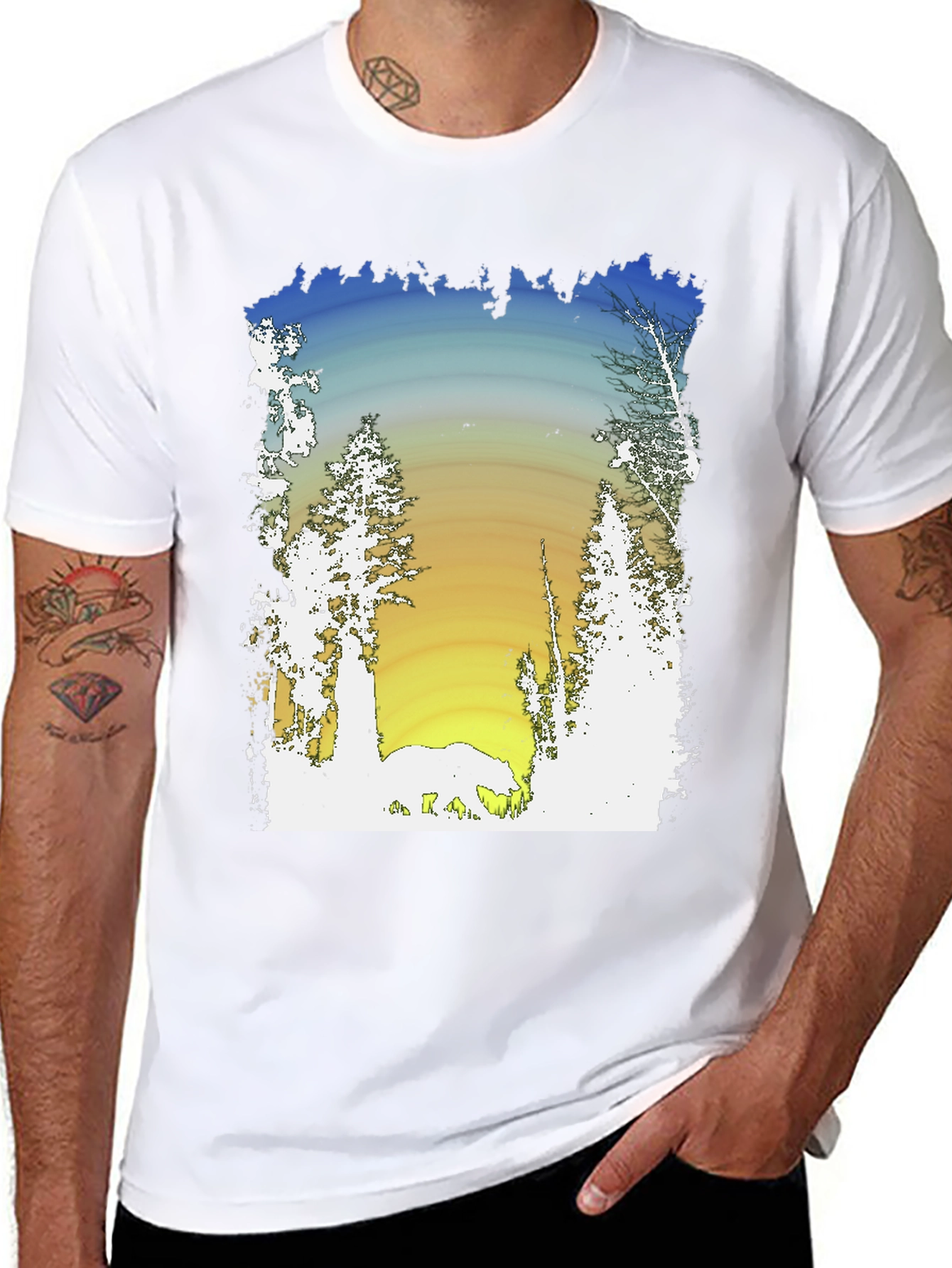 Nature Scene Graphic Black T-Shirt
