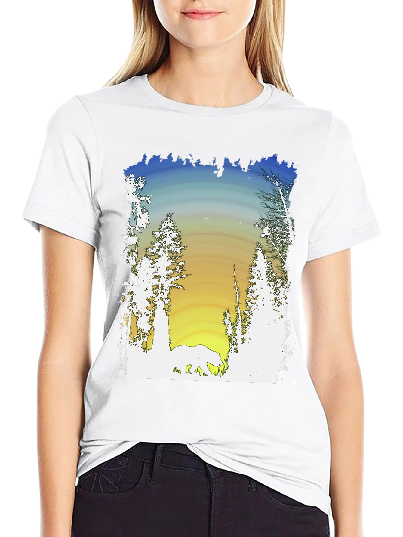 Nature Scene Graphic Black T-Shirt