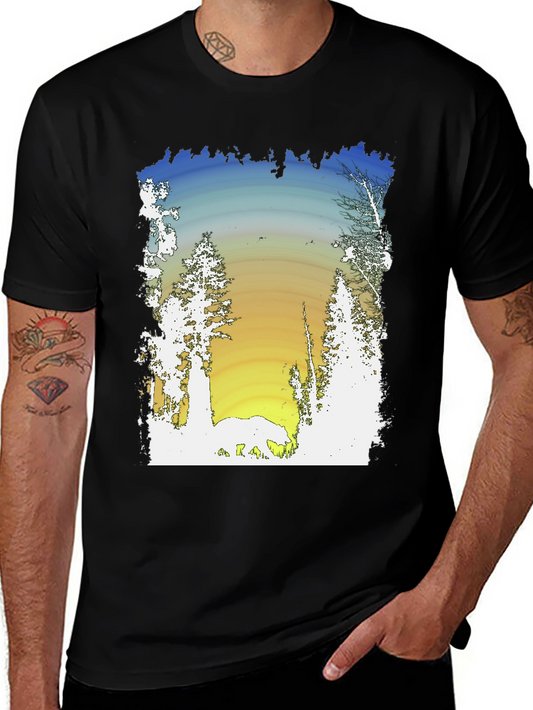 Nature Scene Graphic Black T-Shirt