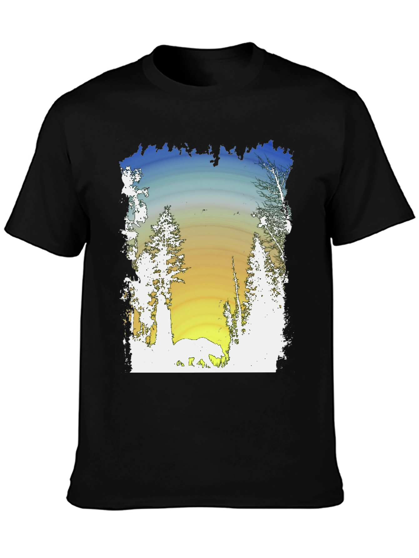 Nature Scene Graphic Black T-Shirt