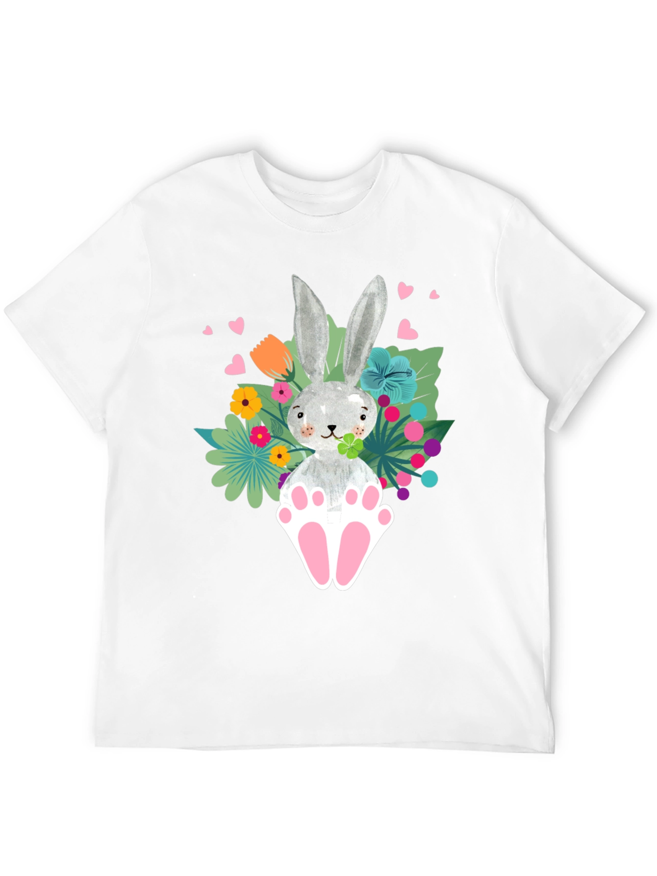 Easter Bunny Graphic Tee - Floral Rabbit T-Shirt
