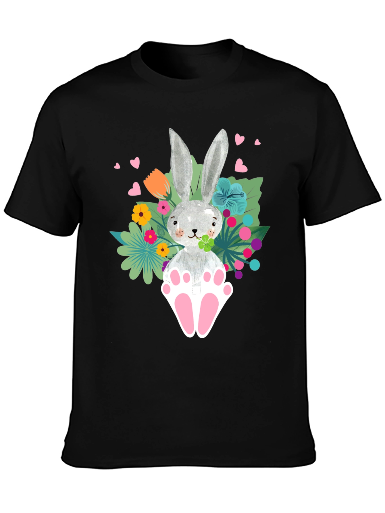 Easter Bunny Graphic Tee - Floral Rabbit T-Shirt