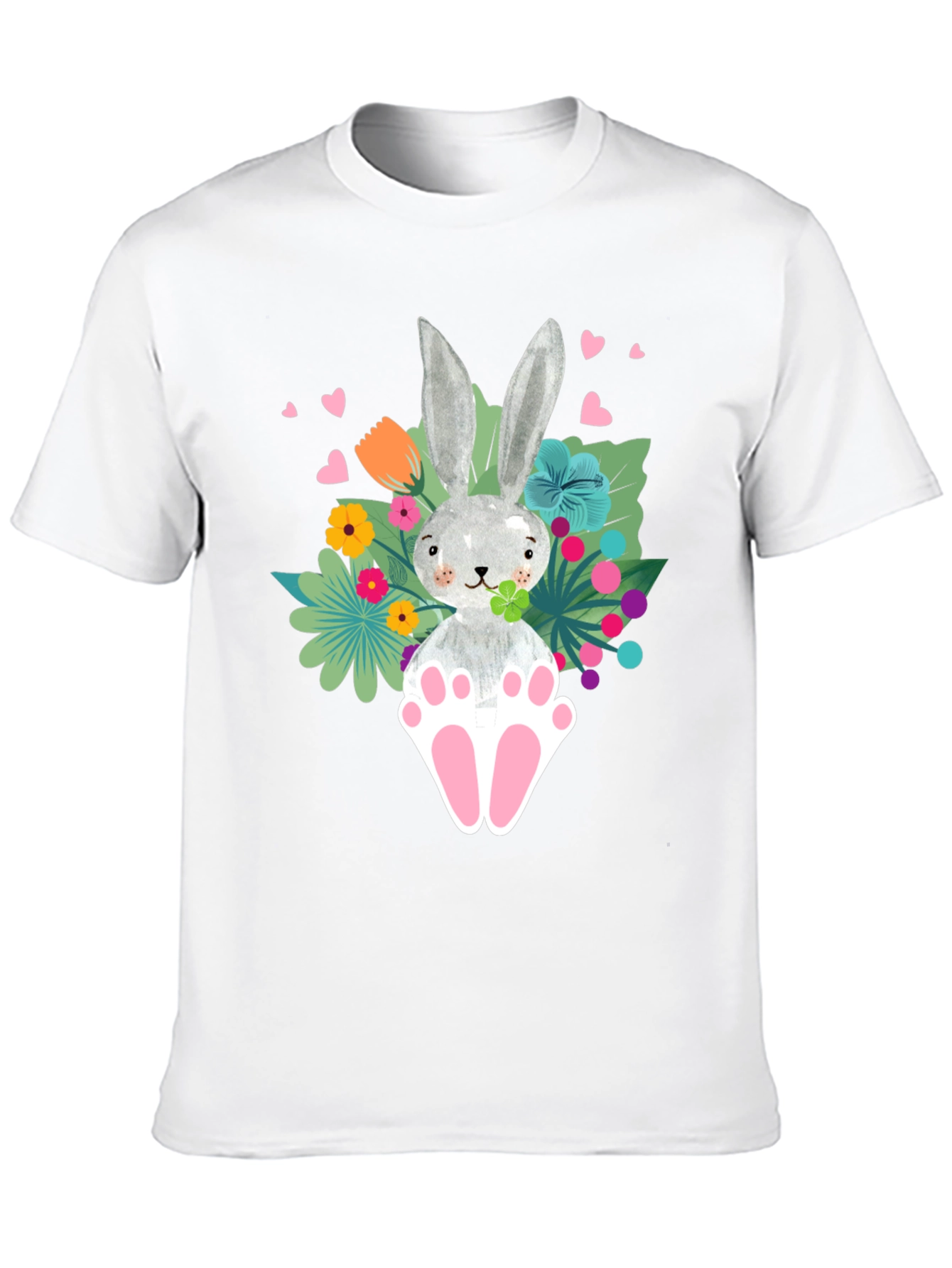 Easter Bunny Graphic Tee - Floral Rabbit T-Shirt