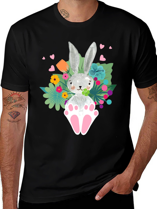 Easter Bunny Graphic Tee - Floral Rabbit T-Shirt