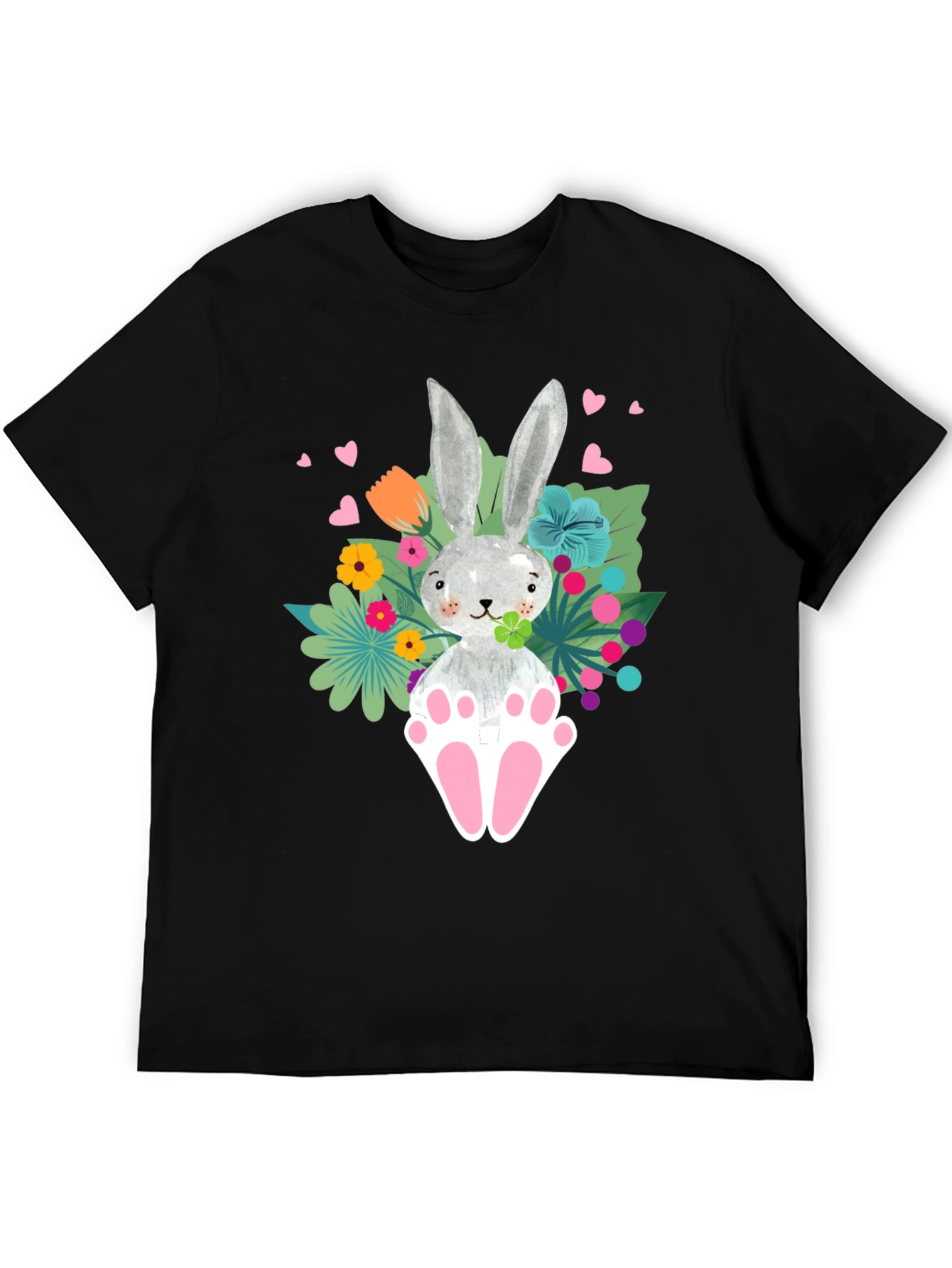 Easter Bunny Graphic Tee - Floral Rabbit T-Shirt