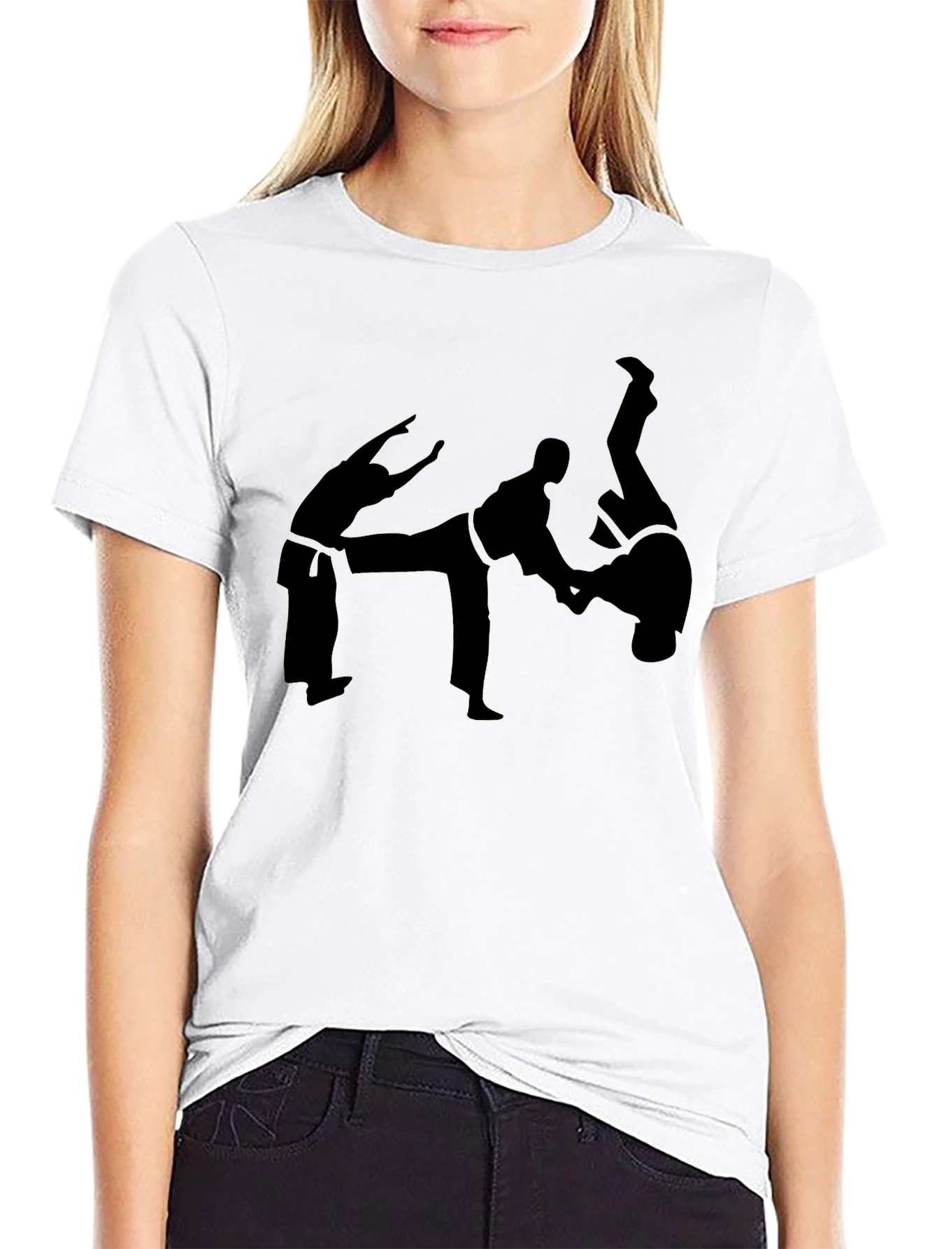 Karate Silhouette Graphic T-Shirt - Black
