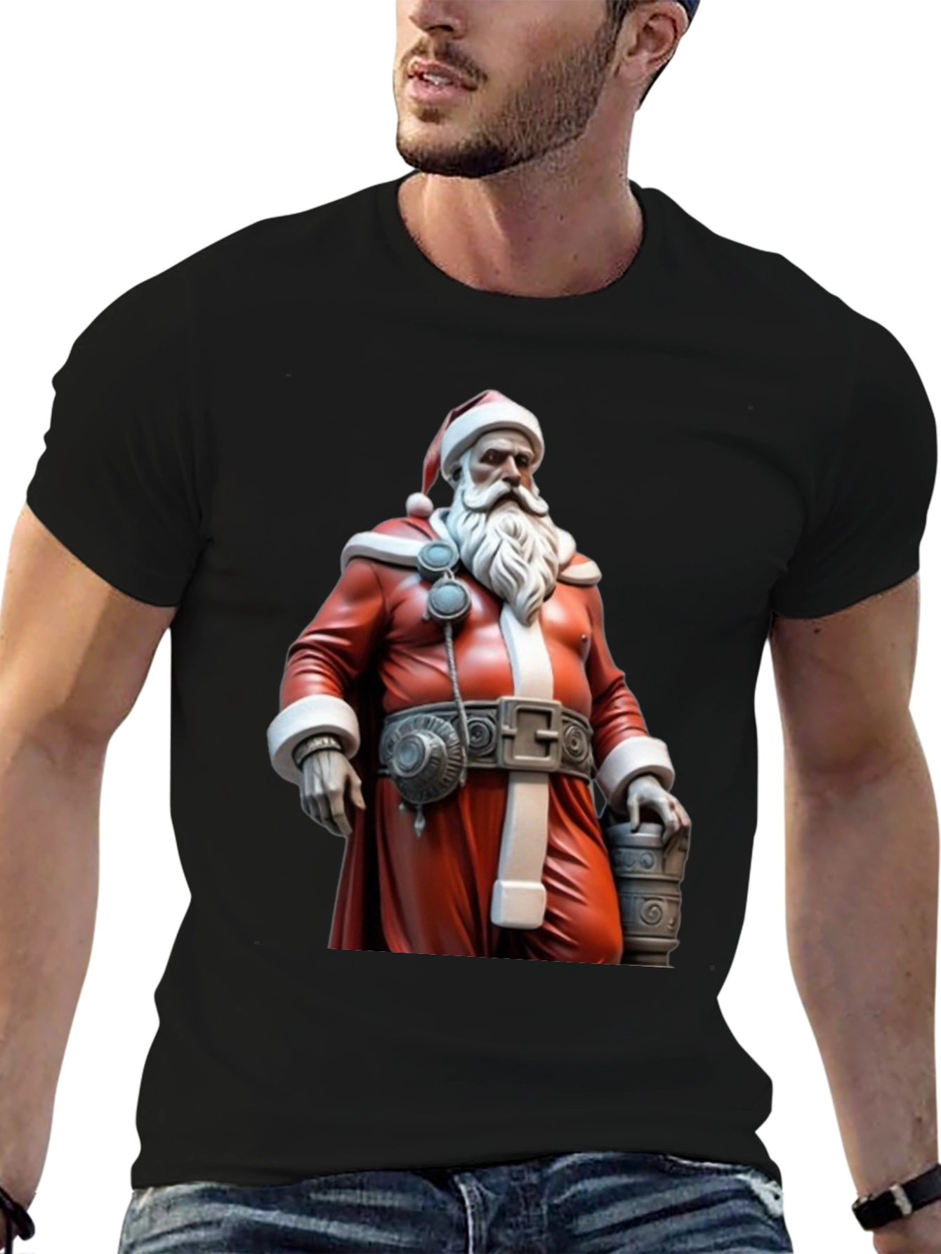 Festive Santa T-Shirt - Black