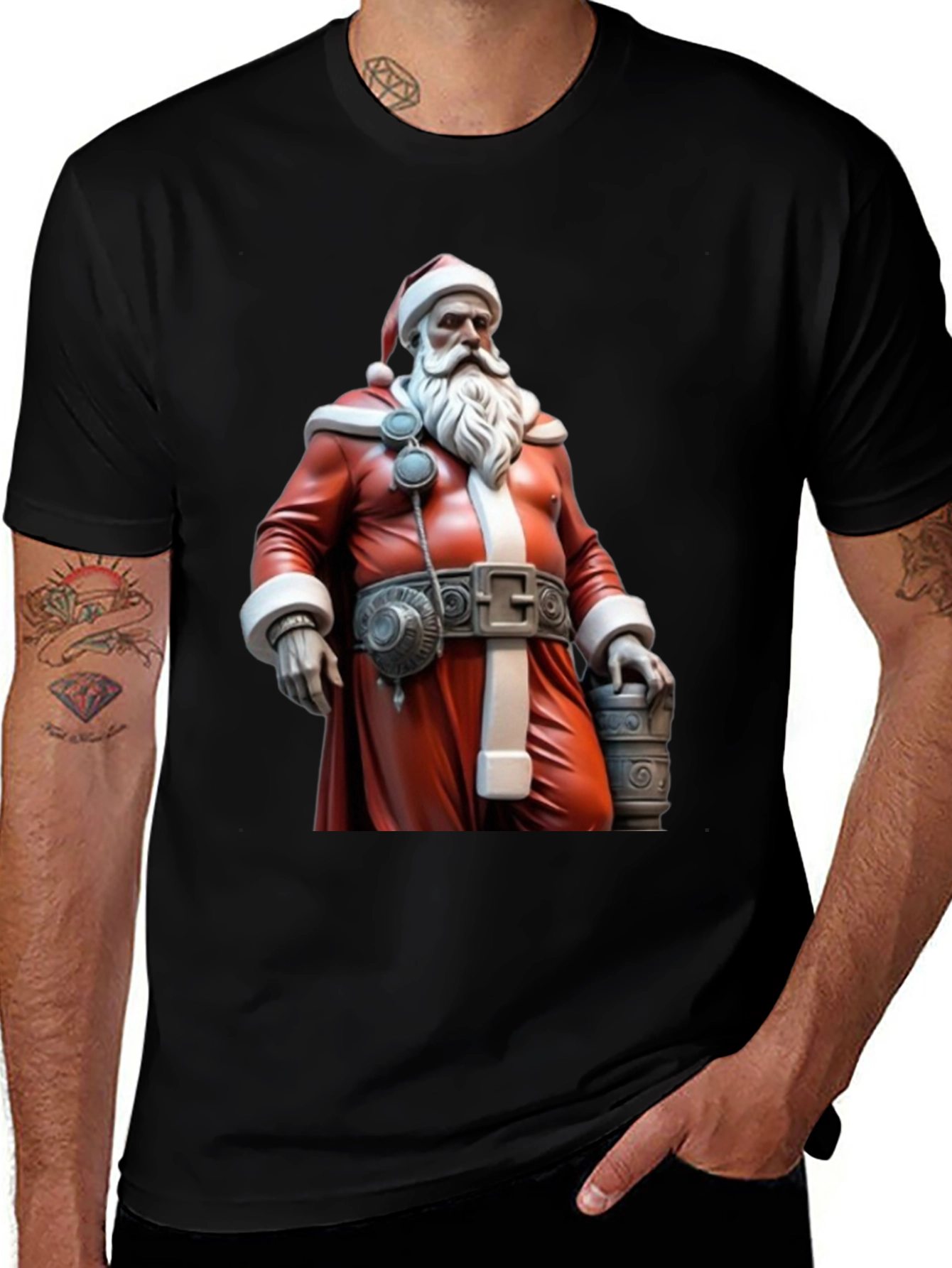 Festive Santa T-Shirt - Black