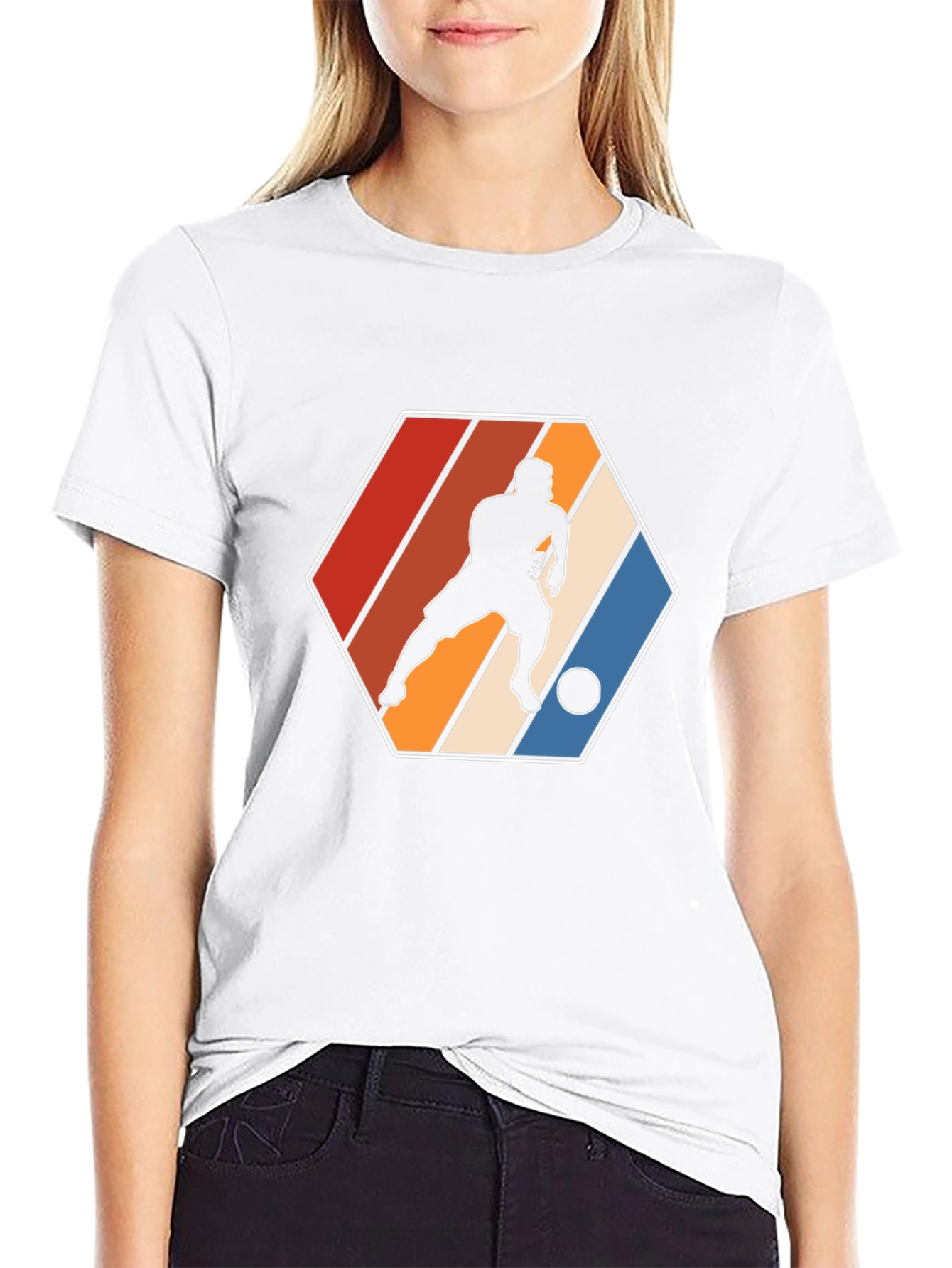 Retro Soccer Player Graphic Tee - Black