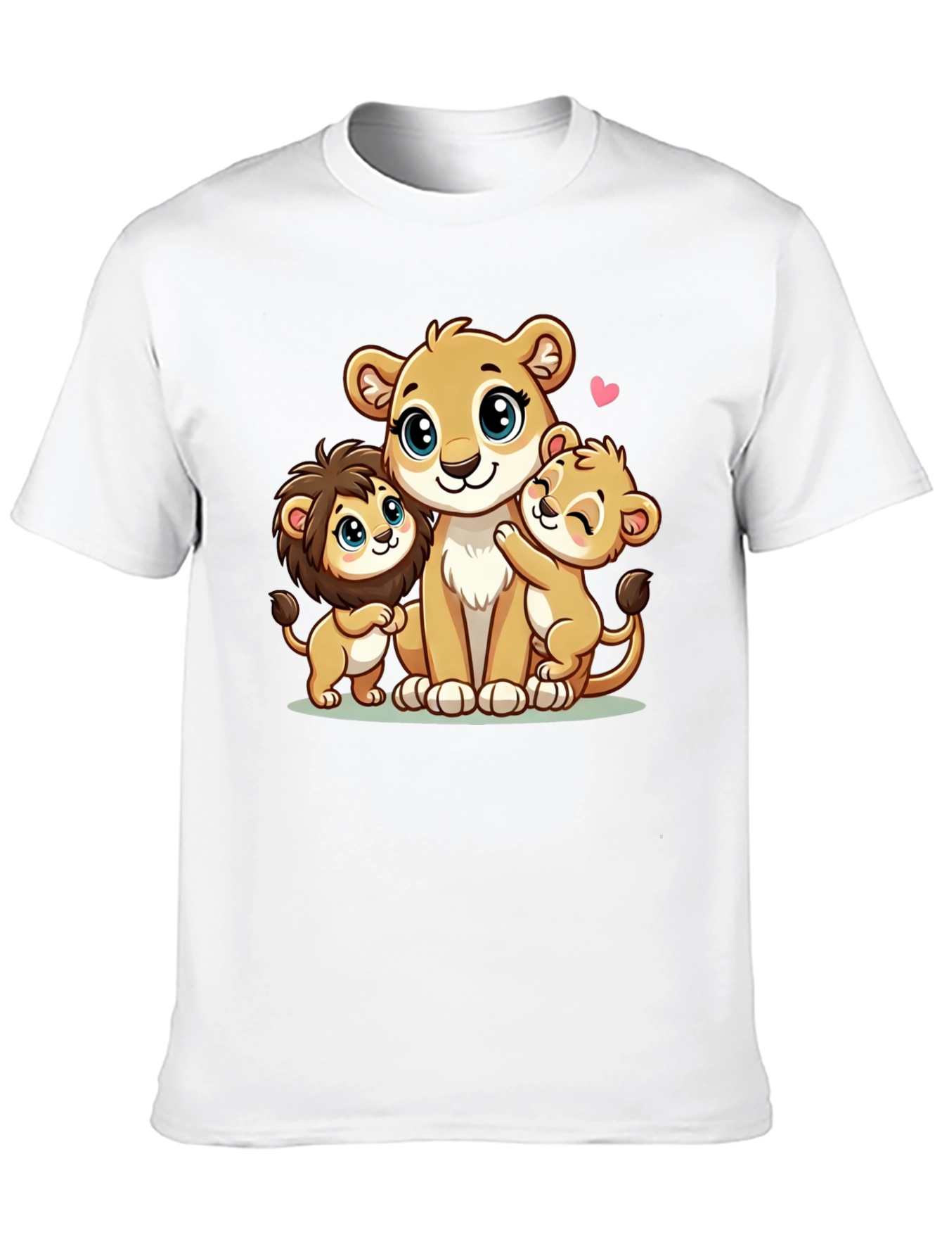 Cute Lion Family Black T-Shirt