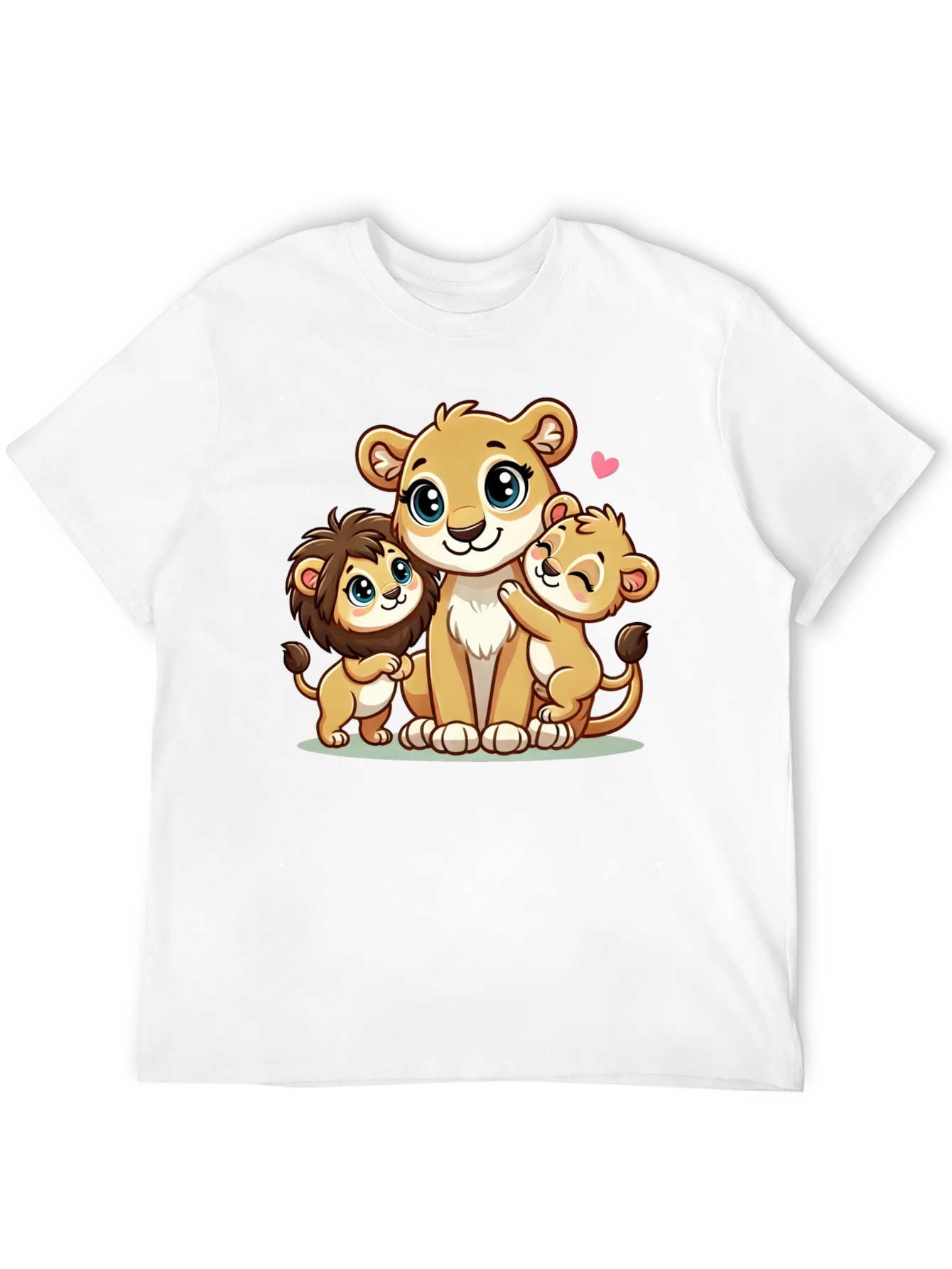 Cute Lion Family Black T-Shirt