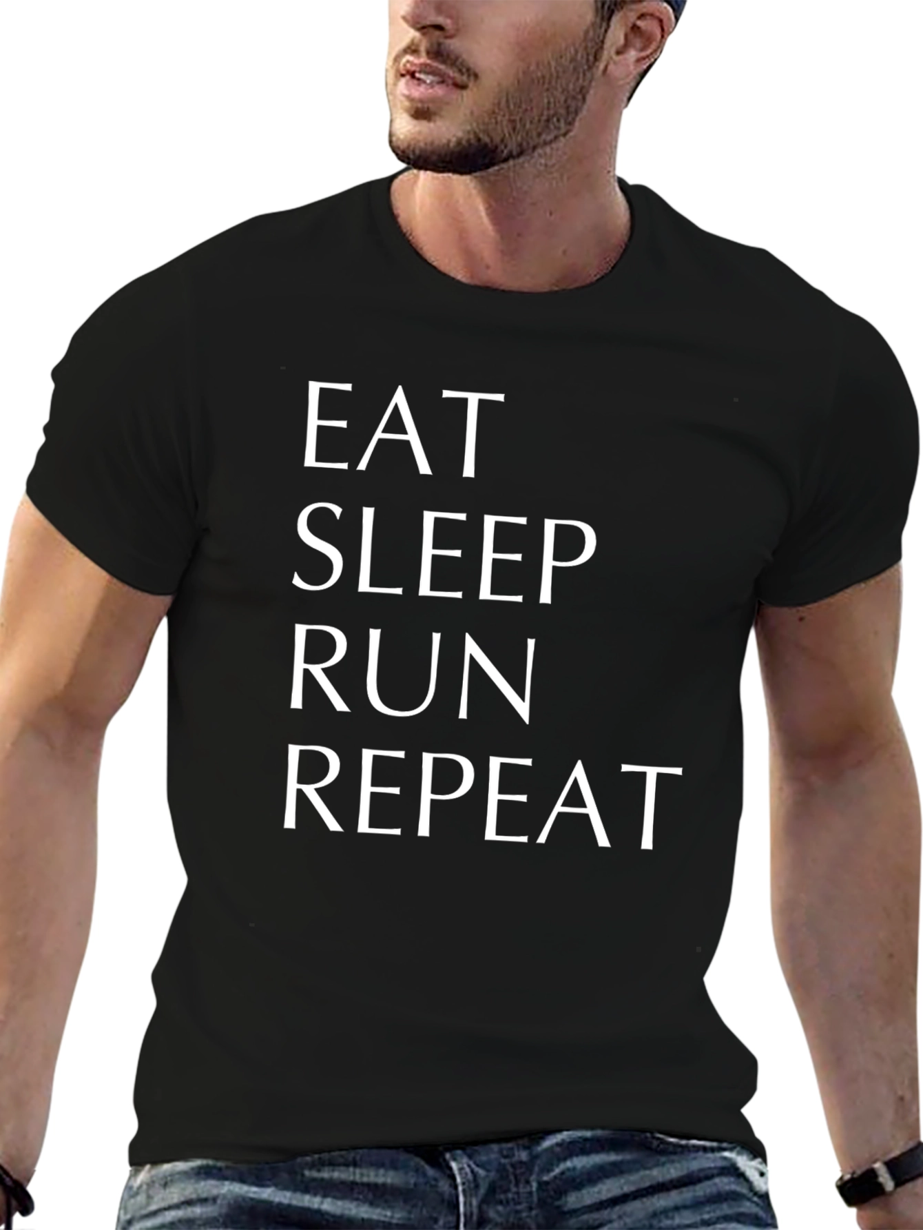 Eat Sleep Run Repeat Graphic Tee - Black