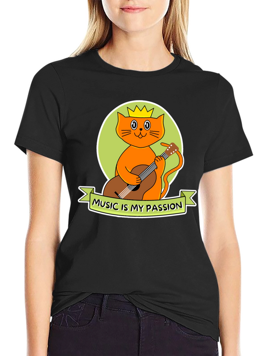 Music Lover Tee: Cat with Guitar