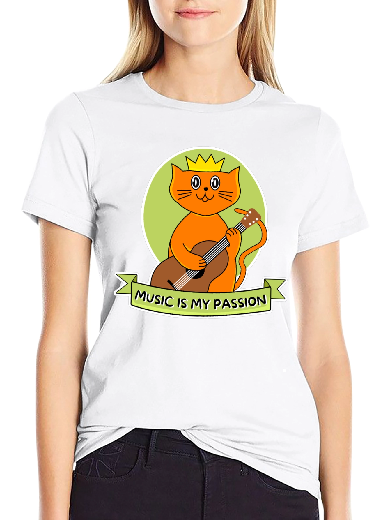 Music Lover Tee: Cat with Guitar