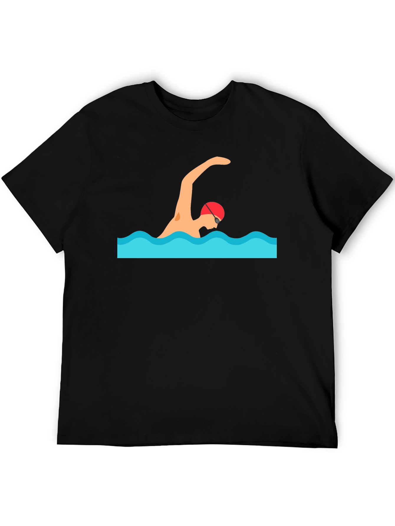 Swimmer Graphic Tee - Black Cotton T-Shirt