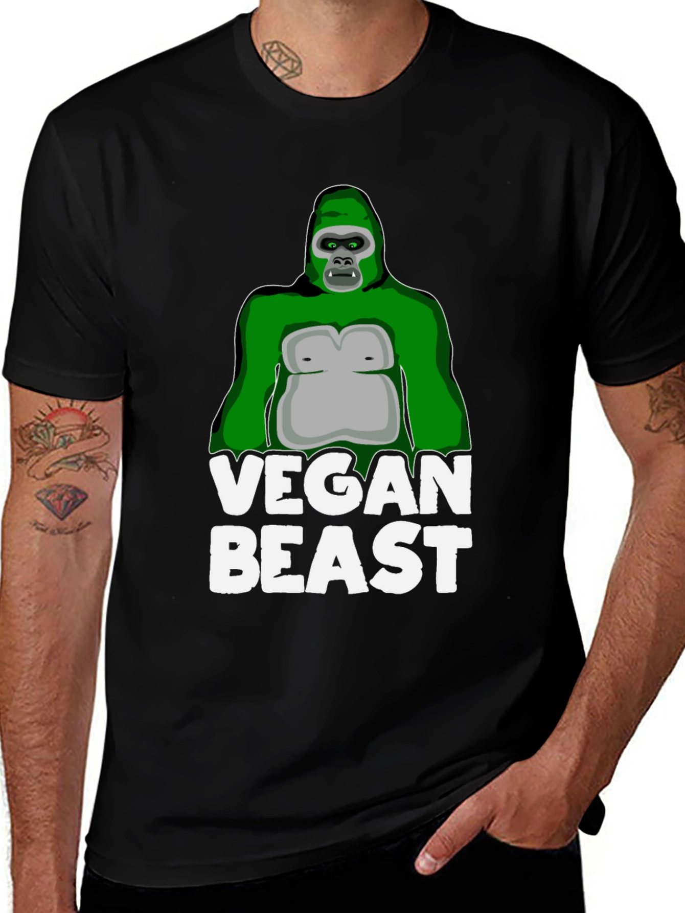 Vegan Beast Gorilla T-Shirt - Black