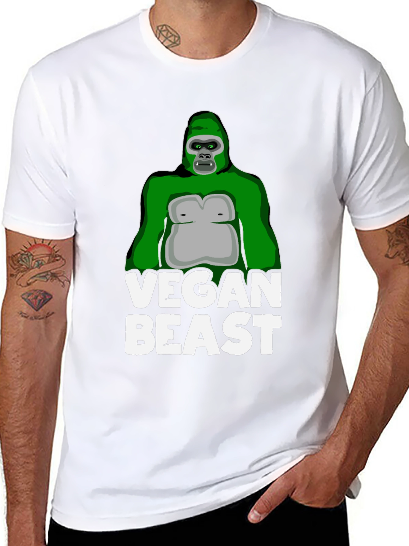 Vegan Beast Gorilla T-Shirt - Black