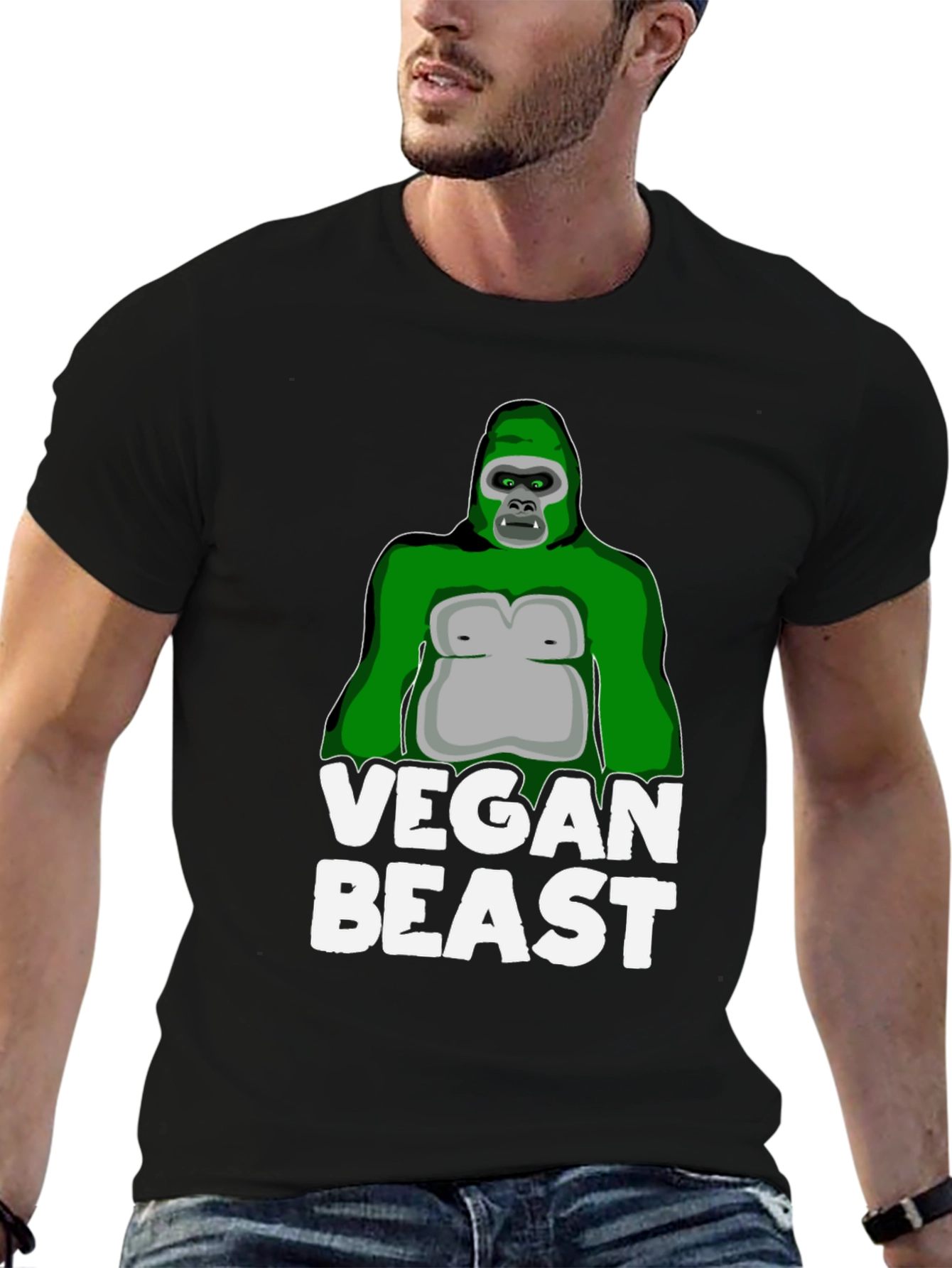 Vegan Beast Gorilla T-Shirt - Black