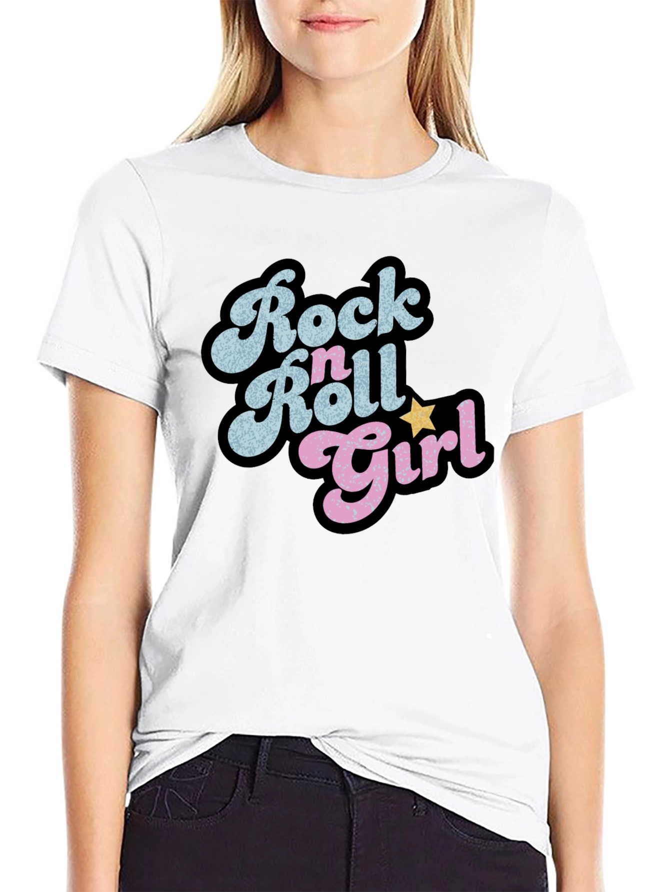 Rock n Roll Girl Black Graphic Tee