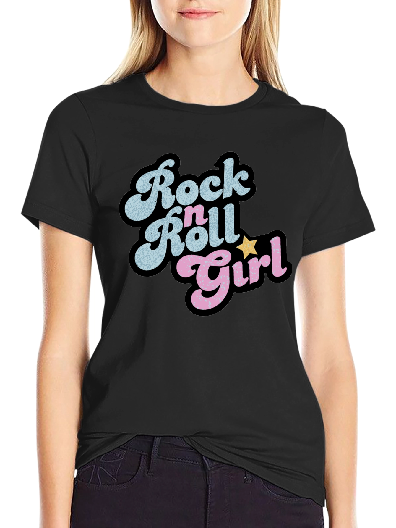 Rock n Roll Girl Black Graphic Tee