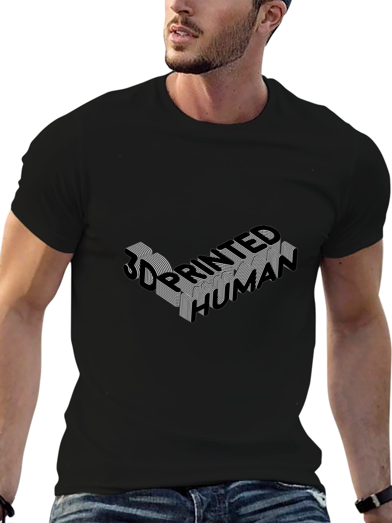 3D Printed Human Black Graphic Tee