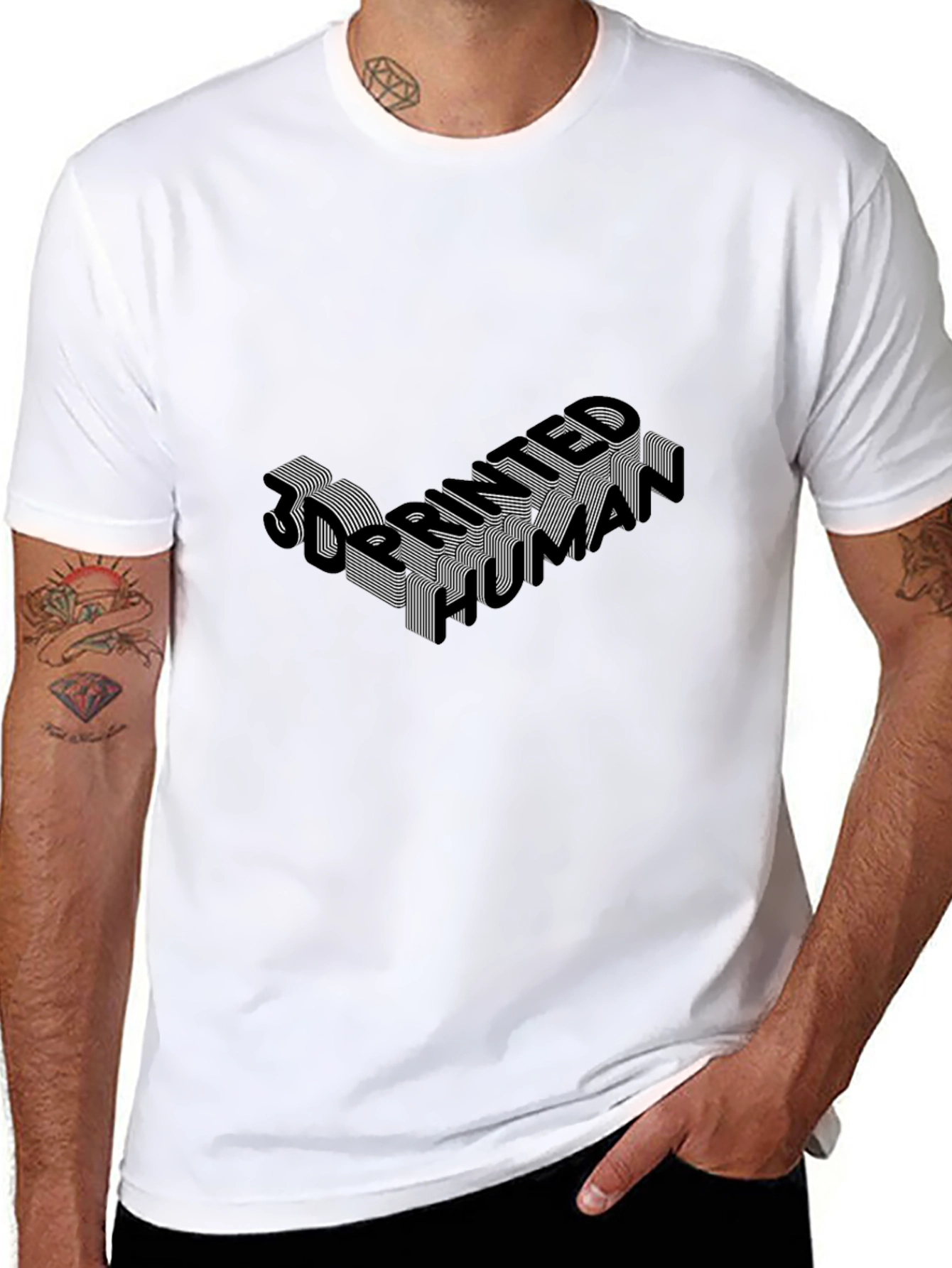 3D Printed Human Black Graphic Tee