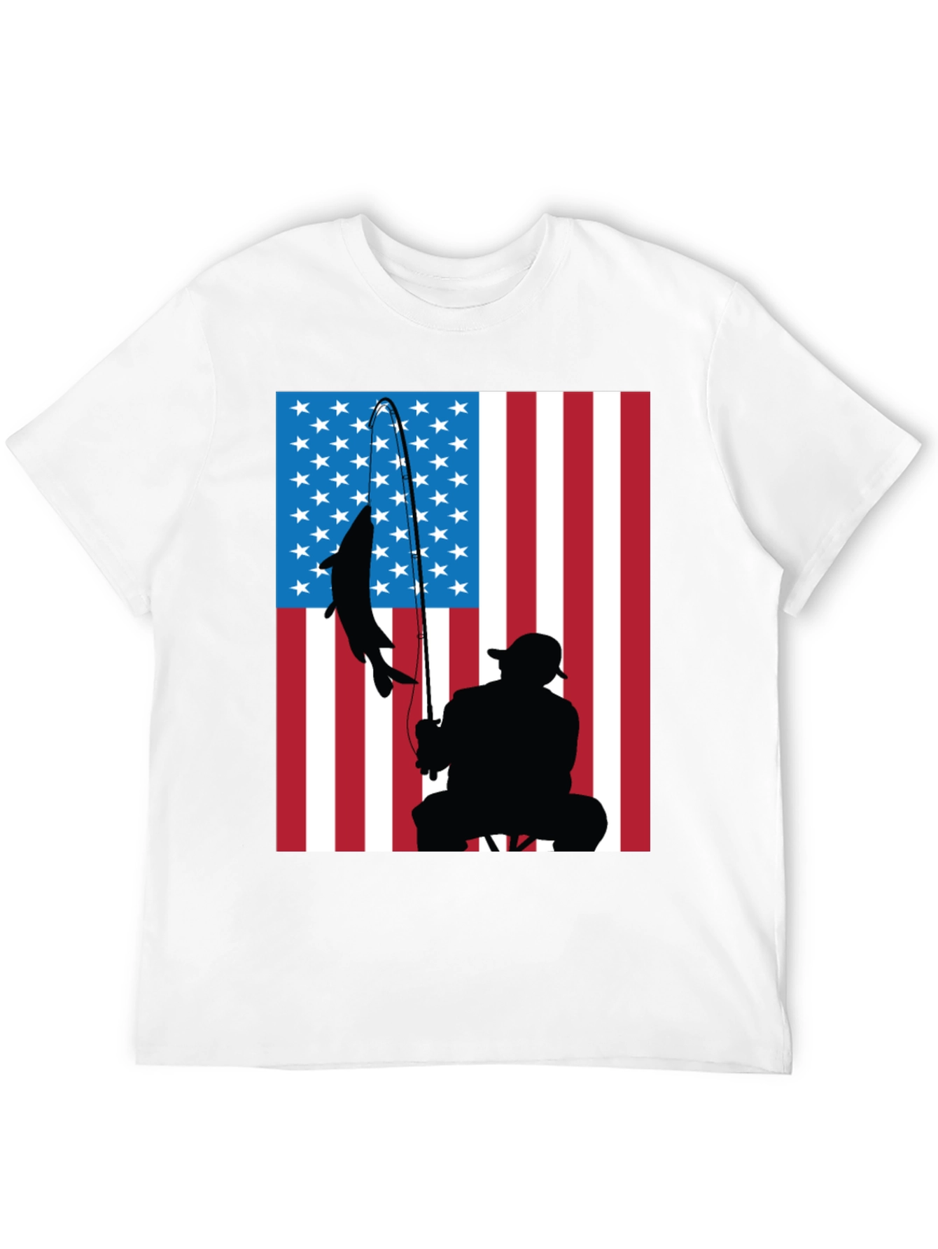 American Flag Fishing Graphic T-Shirt