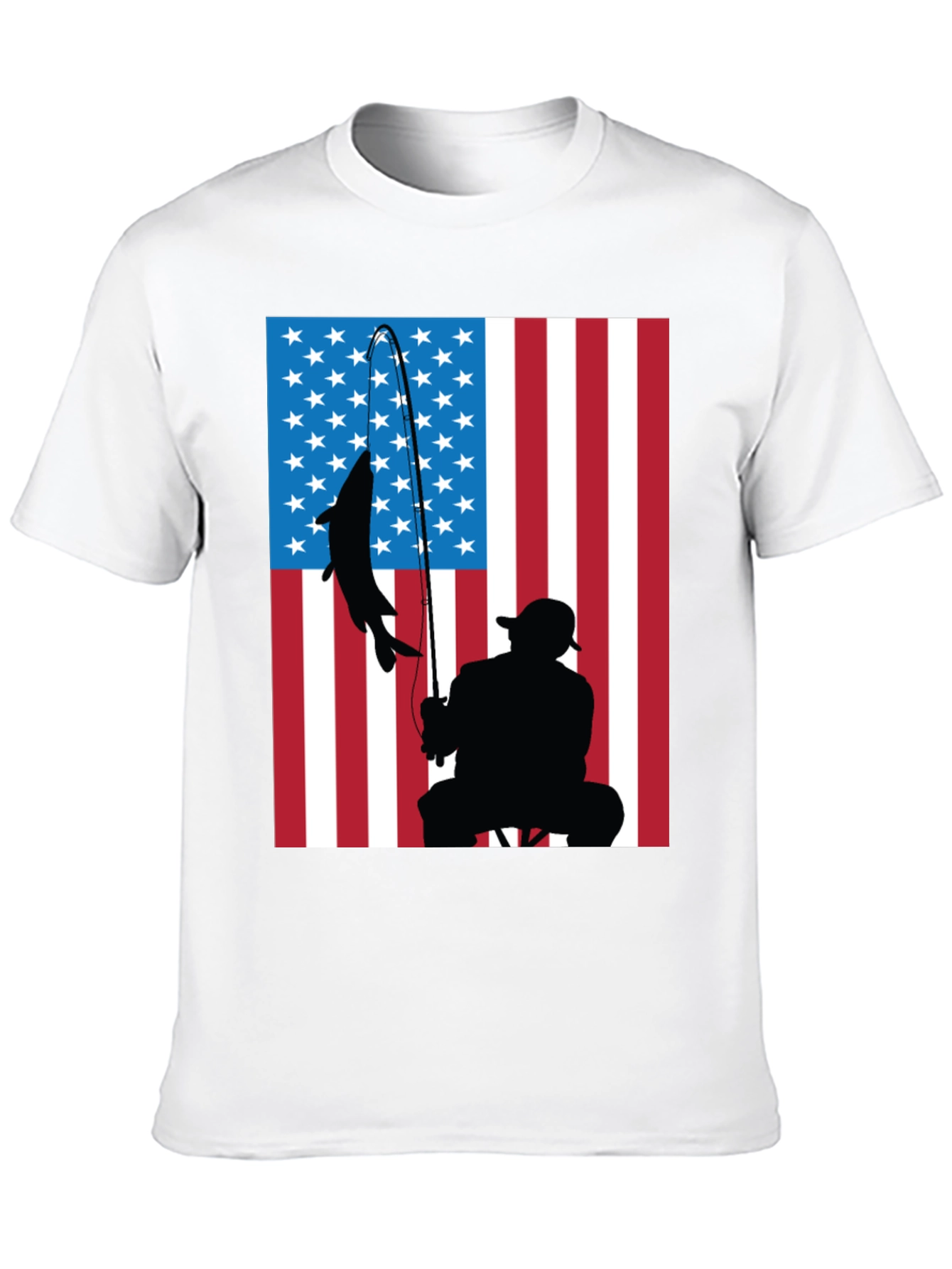 American Flag Fishing Graphic T-Shirt