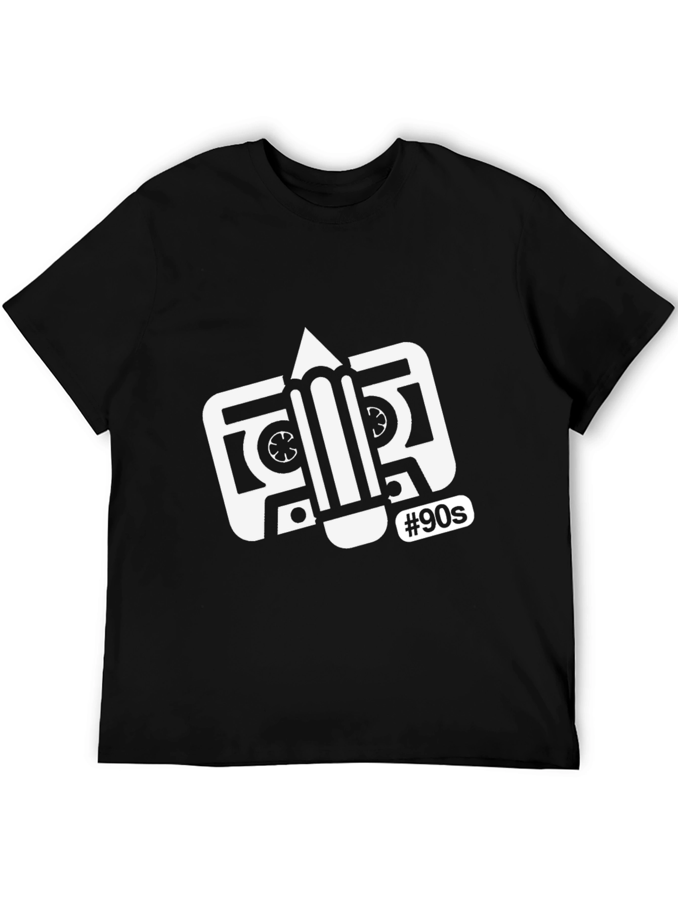 Retro 90s Cassette Tape Graphic Tee - Classic Black