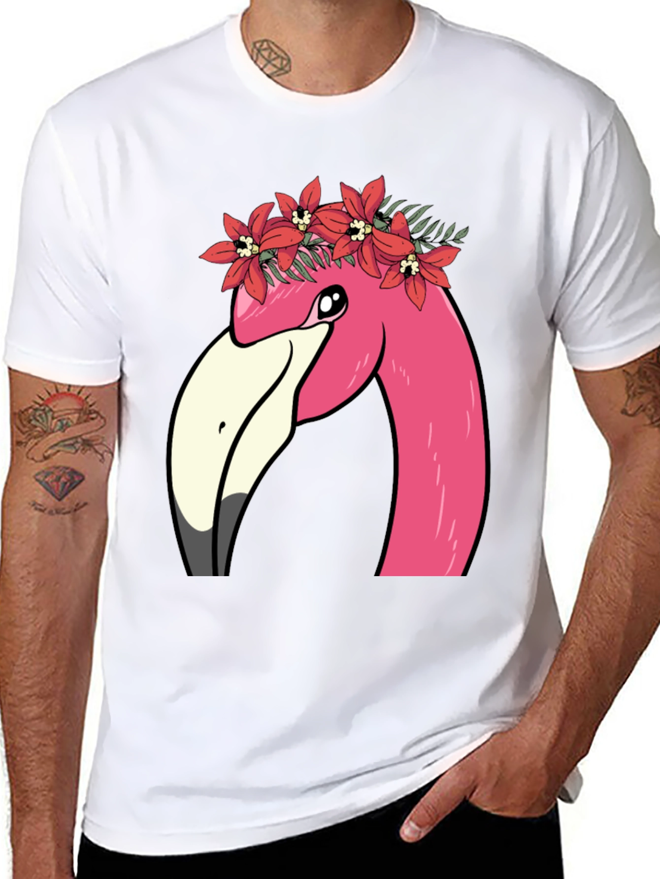 Flamingo Flower Crown Graphic T-Shirt