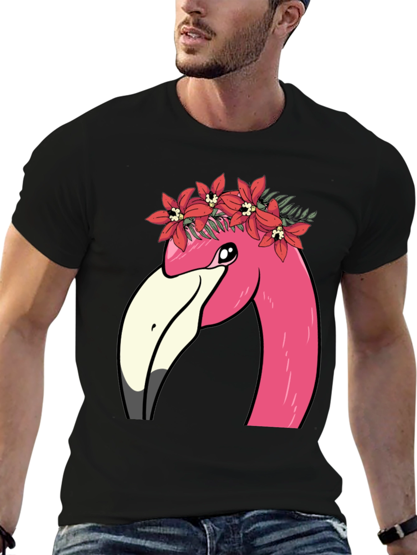 Flamingo Flower Crown Graphic T-Shirt