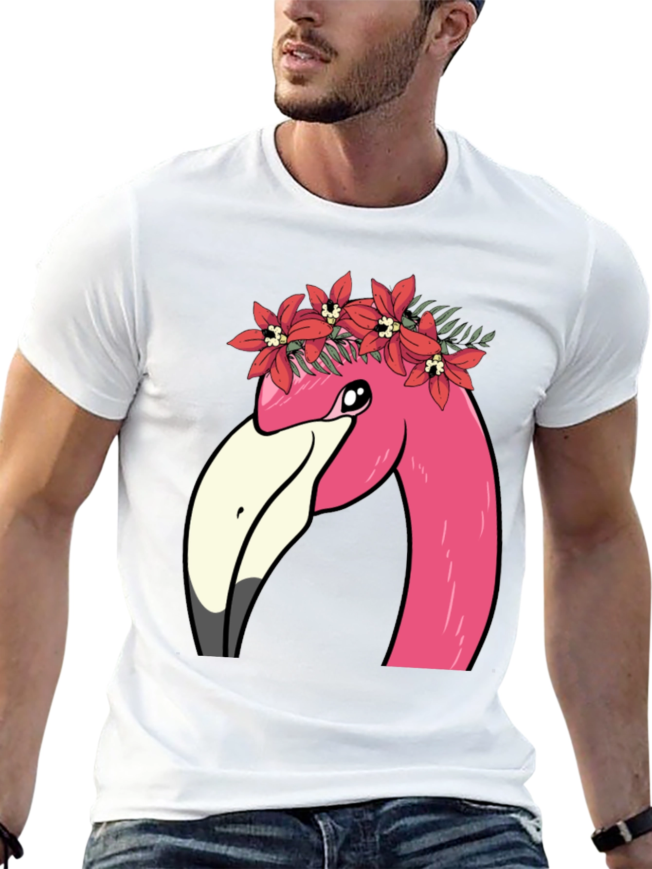 Flamingo Flower Crown Graphic T-Shirt