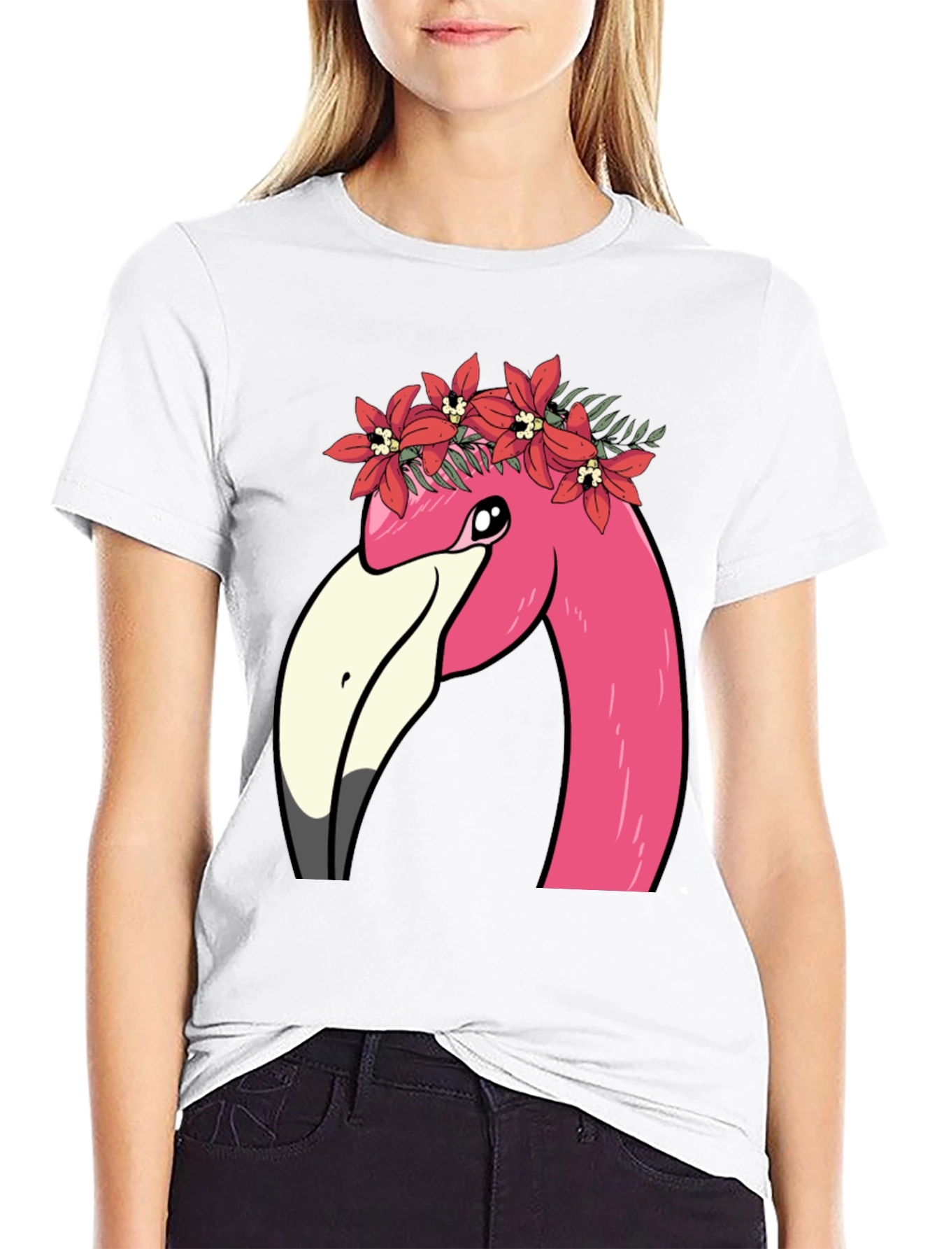 Flamingo Flower Crown Graphic T-Shirt