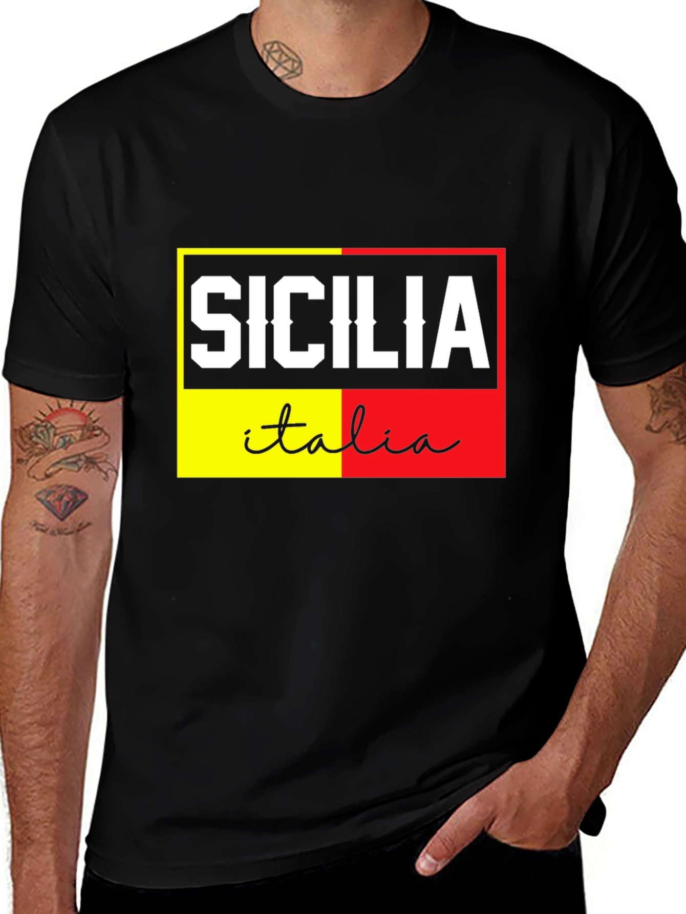 Sicilia Italia Graphic Tee - Black