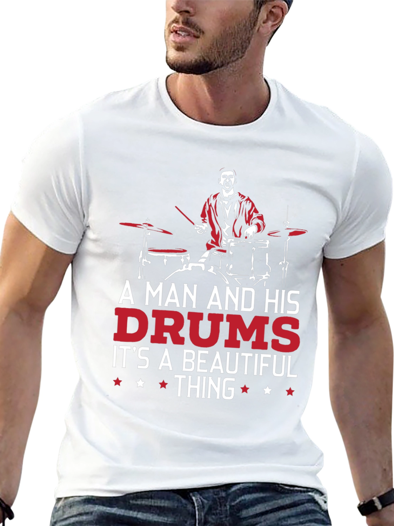 Drummer Graphic T-Shirt - A Man and His Drums