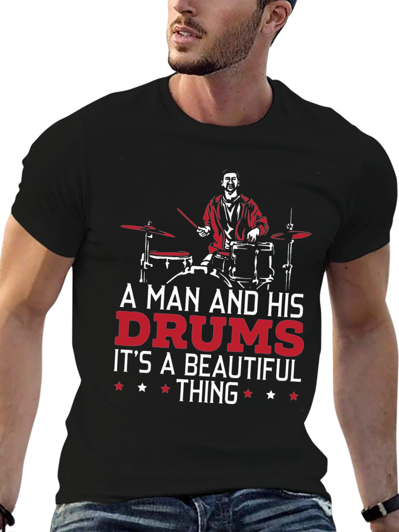 Drummer Graphic T-Shirt - A Man and His Drums