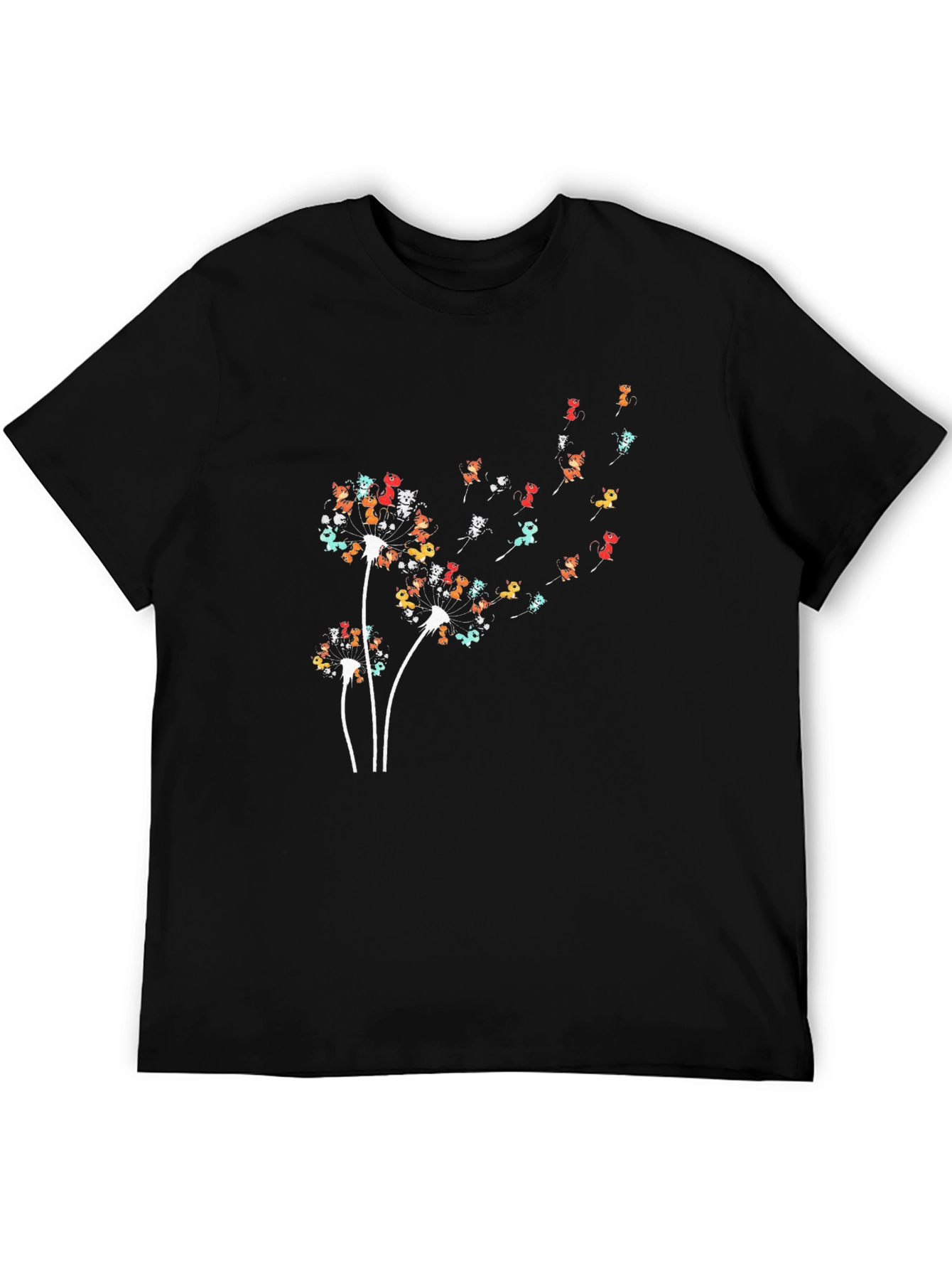 Dandelion Cat Black T-Shirt