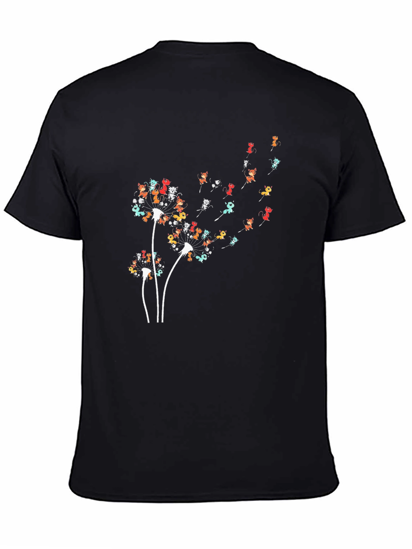 Dandelion Cat Black T-Shirt