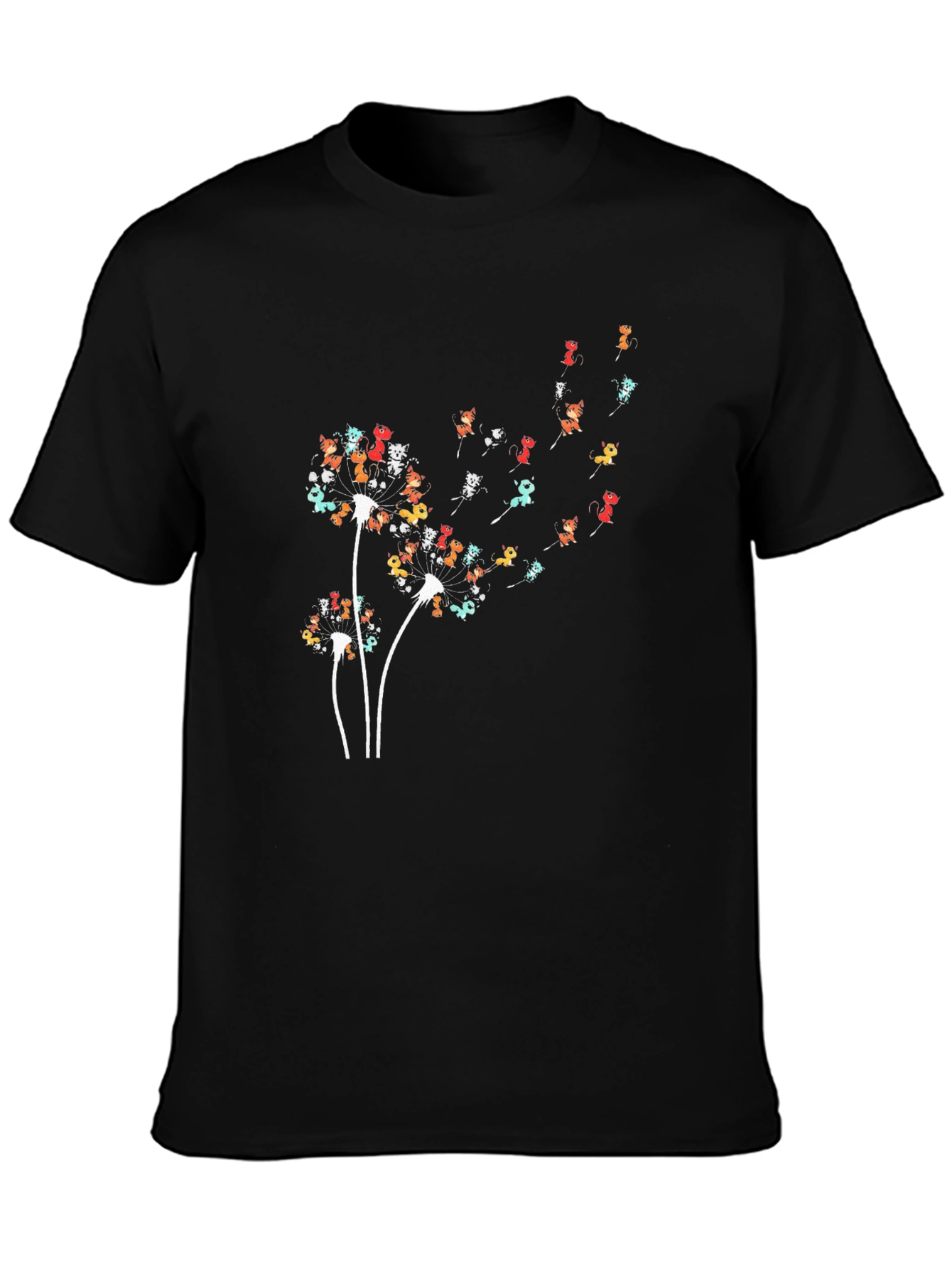 Dandelion Cat Black T-Shirt