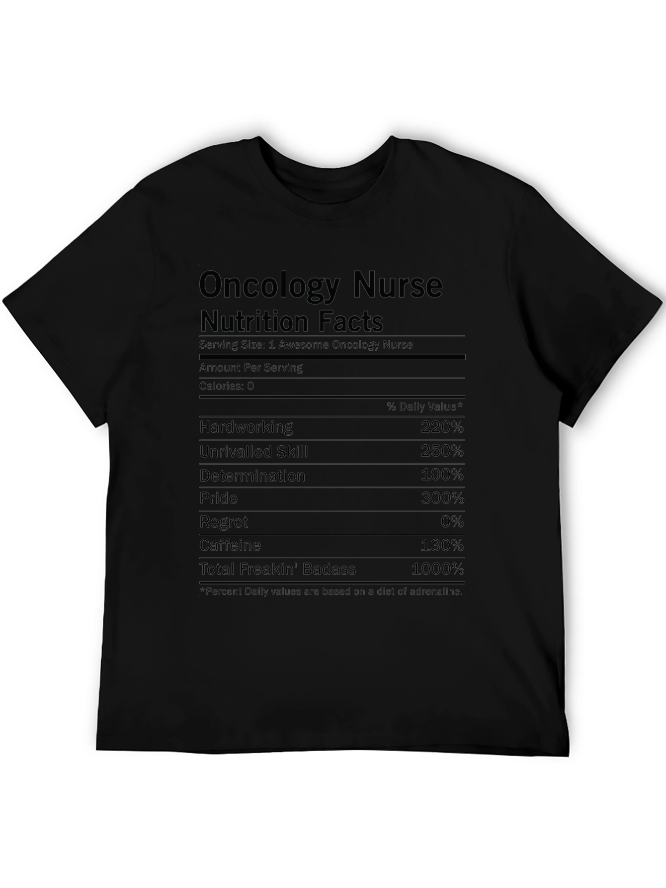 Oncology Nurse Nutrition Facts Graphic T-Shirt