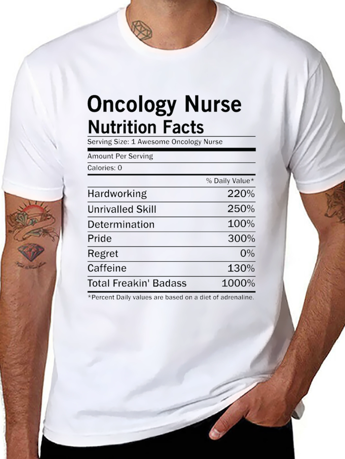 Oncology Nurse Nutrition Facts Graphic T-Shirt