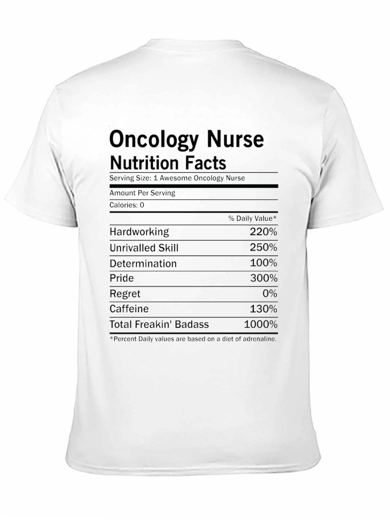 Oncology Nurse Nutrition Facts Graphic T-Shirt