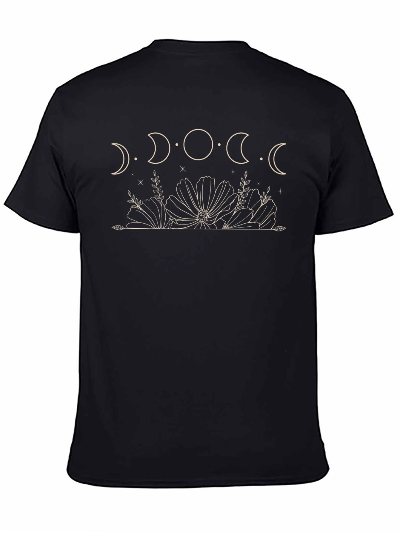 Moon Phase Floral Graphic Tee - Black