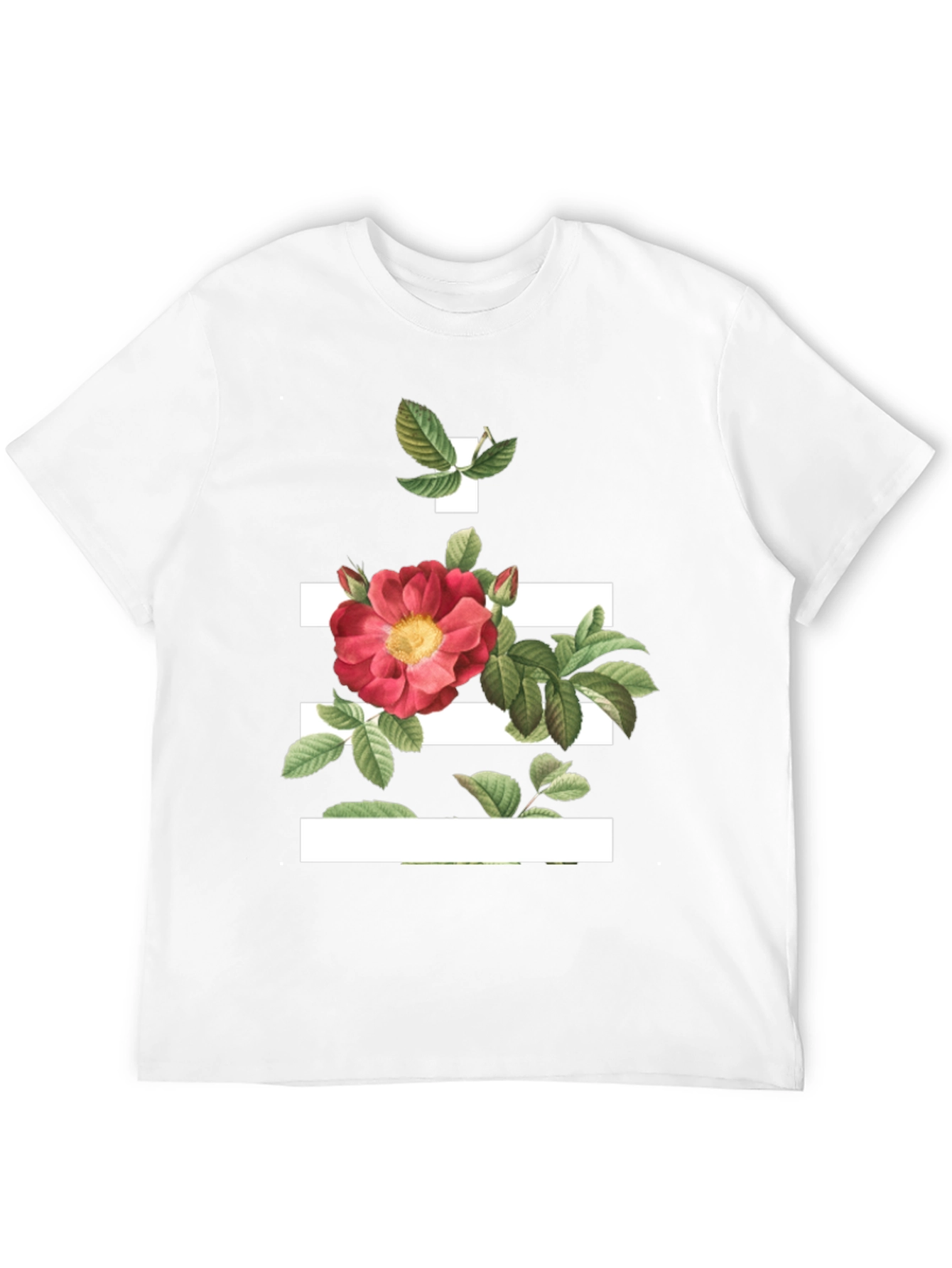 Floral Stripe Graphic Tee - Modern Botanical Design