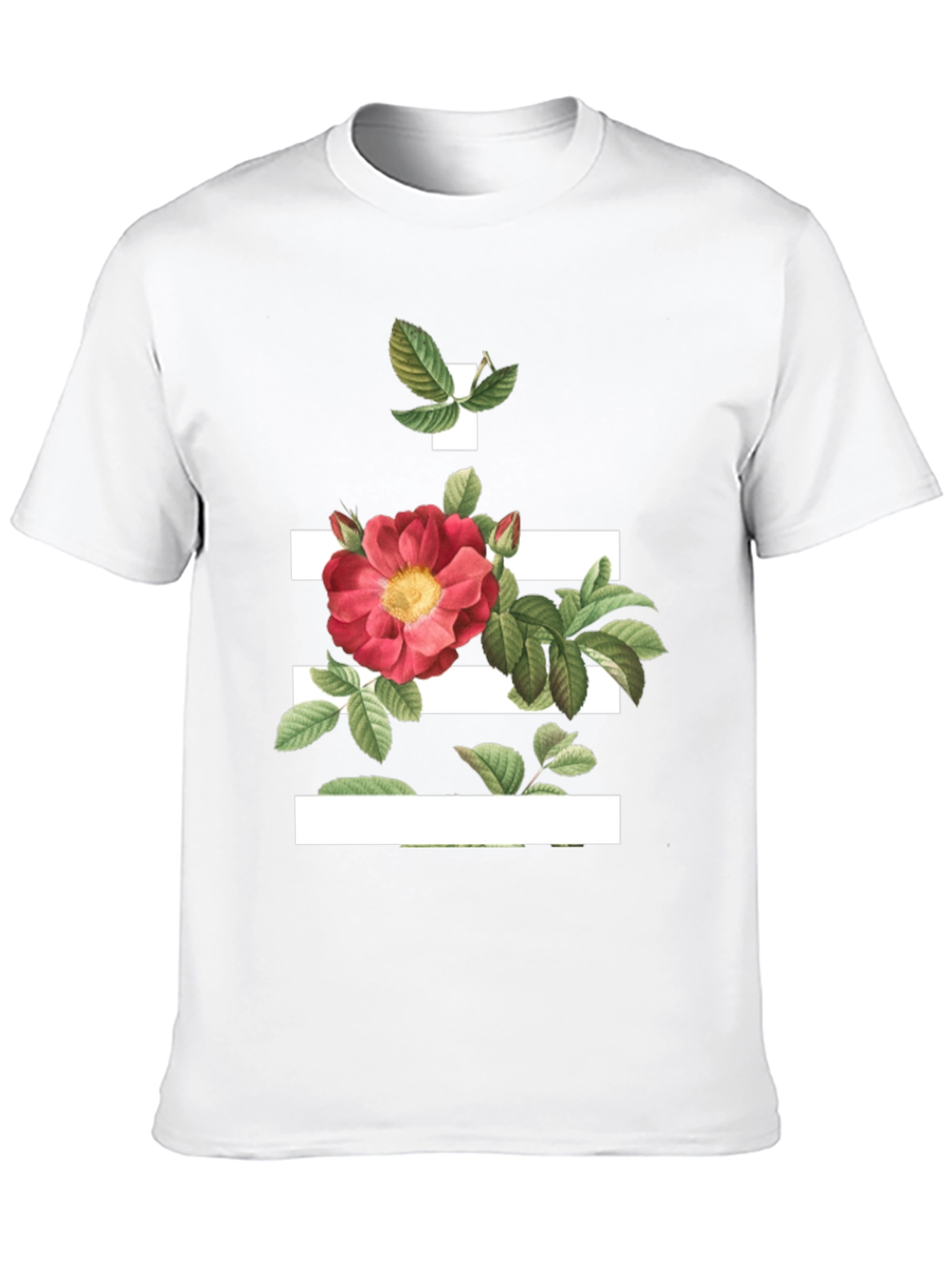 Floral Stripe Graphic Tee - Modern Botanical Design