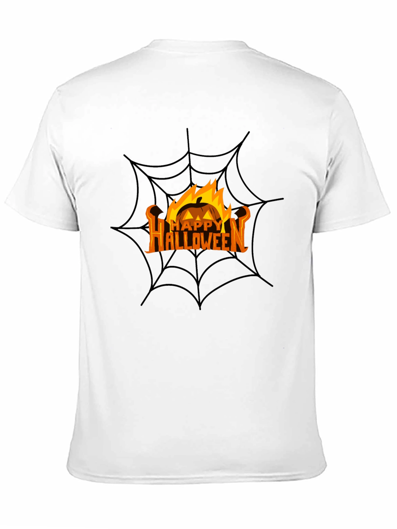 Happy Halloween Pumpkin Spiderweb Black T-Shirt