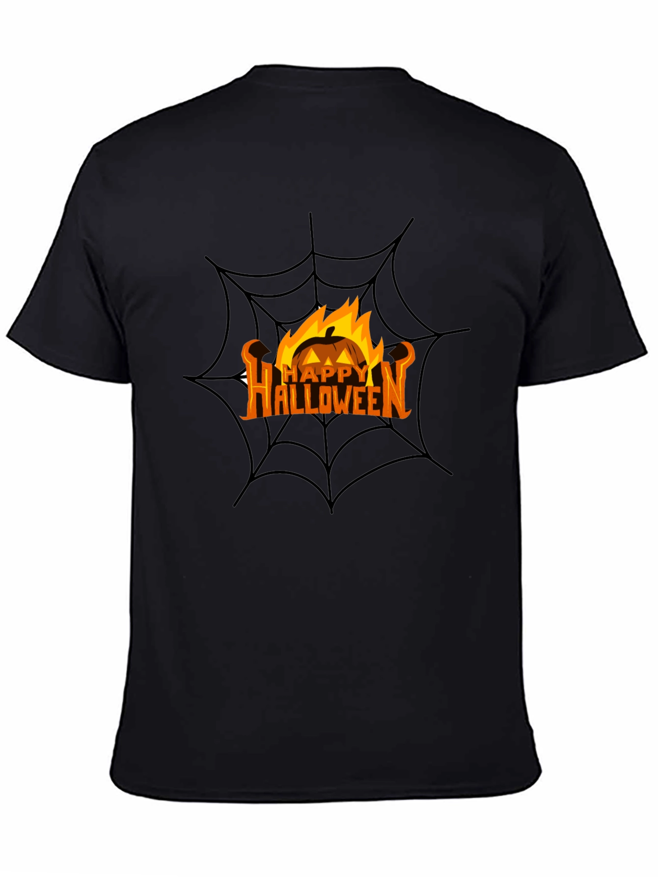 Happy Halloween Pumpkin Spiderweb Black T-Shirt