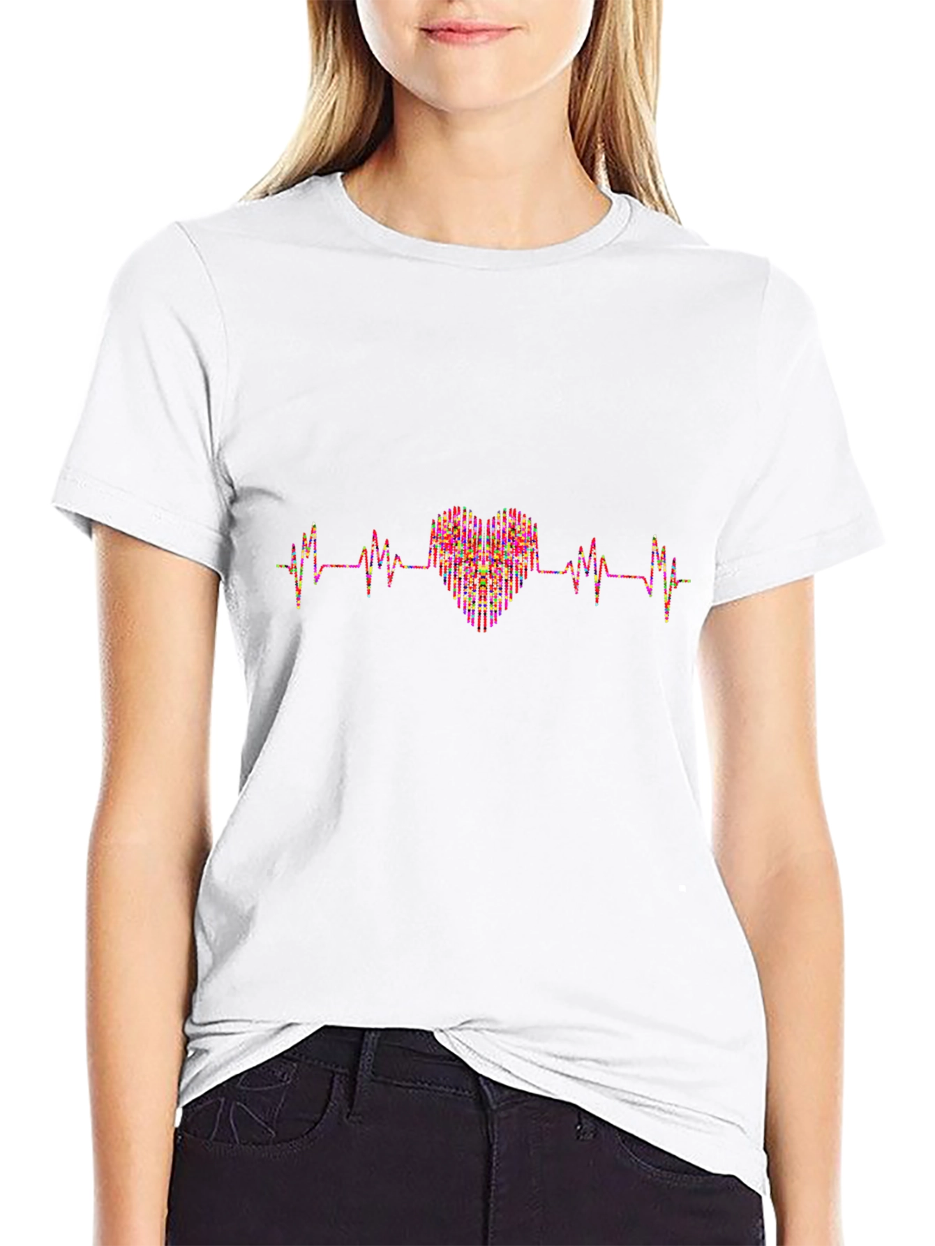Heartbeat Heart Graphic Tee - Black